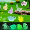 Nuevo producto transfronterizo: Figuras de dinosaurio Tiranosaurio Rex y Estegosaurio que brillan en la oscuridad, miniaturas de animales lindos, accesorios decorativos DIY, adornos para paisajes en miniatura