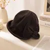 Chapéu de pescador com laço de veludo cotelê, simples e estiloso, estilo coreano, versátil para outono e inverno, chapéu bucket elegante para mulheres, adequado para cabeças maiores