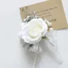 Art Accord 24132 Estilo Occidental Mori Ramo de Muñeca para Fiesta de Banquete de Bodas Suministros de Boda Blanco plateado