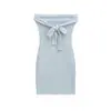 Deseo Puro Chica Caliente Vestido Chaleco Moldeador de Cuerpo Ajustado Falda Corta Sexy Cintura Ceñida Busto Lazo Strapless Vestido Bodycon