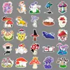 50 pegatinas de gato y hongo, lindos animales de dibujos animados, plantas, decoración impermeable, pegatinas para computadora, taza térmica, diario