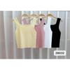Estilo Transfronteiriço Verão Novo Cor Sólida Regata Sem Alças Slim Fit Feminina com Sutiã Tricotado com Aro para uma Bela Costas