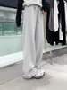 Pantalones de chándal grises de pierna recta, pantalones de pierna estrecha y pierna ancha para mujer, nuevo estilo otoño/invierno 2026, para personas petite, de cintura alta, holgados, casuales, pantalones deportivos
