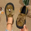 Mocasines con Lazo Cruzado Mujer 2026 Comercio Exterior Estilo Coreano Suela Gruesa Tacón Medio Slip-on Estilo Británico Retro Zapatos Pequeños de Cuero Mujer