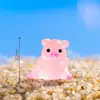 Mini Adornos de Cerdo Luminosos para Micro-Paisajes Accesorios de Pasador de Animales de Pelo de Animales Hechos a Mano con Pegamento de Crema Adornos de Resina
