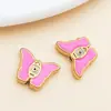 Cuentas espaciadoras de esmalte de ojo de la suerte de doble cara de acero inoxidable con cuentas estilo europeo y americano para accesorios de joyería hechos a mano DIY