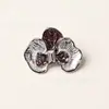 Hebilla metálica de flor de esmalte de lujo con goteo de aceite e incrustaciones de diamantes, hebilla de flor de forma irregular para decoración DIY de abrigos y gabardinas, accesorio de ropa