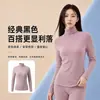 Roupa Térmica Feminina Fleece Térmico Dupla Face Espessada Prova de Frio Manga Longa Slim Fit Camiseta Camada Base Gola Alta