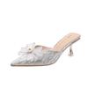 Zapatos de Tacón Alto de Punta Pinzhi para Mujer 2023 Nueva Llegada Stiletto Estilo Coreano Diseño Nicho Lazo en la Puntera Sandalias Hallover
