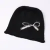 Gorro de Punto Holgado Estilo Coreano Retro con Lazo para Mujer, Cálido para Otoño e Invierno, Cubreorejas