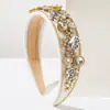 Moda Europea y Americana Nuevo Estilo Barroco Diadema para Mujer, Lujo Ligero Flores con Incrustaciones de Diamantes de Ala Ancha, Accesorios para el Cabello de Diadema de Lujo Ligero de Gama Alta