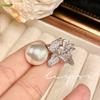 Anillo de Perla de Cuentas de Nicho Grace Gaoding para Mujer, Flor Completa de Circonita Diamantada, Índice con Perla Blanca Australiana Fresca