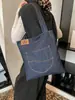 Bolsa de Jeans Transfronteiriça para Mulheres, Grande Capacidade, Novo Modelo 2026, Bolsa de Ombro Versátil, Sensação Casual de Alto Padrão, Bolsa Tote Clássica