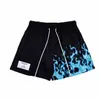 Nuevos shorts estilo americano con estampado de llamas, pantalones deportivos para hombre, shorts de malla para baloncesto, holgados, modernos, de tres puntos