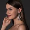 Europa y Estados Unidos nuevos pendientes largos de circonita con flores meticulosas de lujo, accesorios de boda con personalidad versátil, pendientes