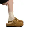 Sandalias de meter para mujer para uso en exteriores, 2026 nuevo estilo francés primavera/otoño mules planos ligeros estilo Birkenstock de punta cerrada
