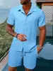 Fábrica de Origen Verano Aliexpress Amazon Transfronterizo Europeo y Americano Ropa de Hombre Polo de Manga Corta Conjunto de Shorts Versátil de Moda