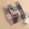 Bufanda Plaid Nueva de Invierno con Borlas Estampadas, Bufanda de Cachemir Sintético, Chal de Moda y Dulce, Bufanda Gruesa de Cuello Cálida de Longitud Media