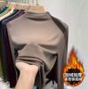 Camiseta de Gola Alta de Veludo Alemão de Dupla Face para Outono e Inverno para Mulheres com Caimento Slim, Camiseta de Manga Comprida, Top Espesso Forrado com Lã