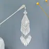 Grampo de Cabelo Estilo Étnico com Franjas Geométricas Vazadas, Grampo de Cabelo Moderno com Gotejamento de Óleo em Formato de Gota d'Água, Acessório de Cabelo Hanfu para Mulheres