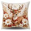 Cojín de Sofá Muñeco de Nieve Árbol de Navidad Alce Santa Impresión Funda de Cojín Decorativo Navideño para Sofá Dormitorio