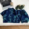 Traje de Mezclilla para Niños Verano 2026 Nuevo Conjunto de Dos Piezas Transpirable para Niños Camisa de Manga Corta y Pantalones Cortos Moderno