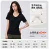 Camiseta de Algodão Floco de Neve 160g com Decote V e Manga Curta para Mulheres, Novo Estilo de Verão, Cor Sólida, Caimento Solto, Emagrecedor, Macia, Casual, Top Versátil