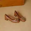 Zapatos Mary Jane para mujer que no cansan los pies, nuevo estilo primavera y otoño, estilo Coco Chanel, sensación de alta gama, hebilla cuadrada, tacón medio, tacón grueso, boca poco profunda, zapatos de vestir para mujer