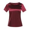 Camiseta de Cetim de Manga Curta para Comércio Exterior Feminina Primavera e Verão 2023 Novo Design Sentido Nicho Roupa de Baixo para Terno Top