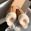 Pantuflas peludas de suela gruesa para mujer, para usar en exteriores, piel y pelo integrados, cálidas, botas de nieve del pueblo de Sangpo, zapatillas de algodón sin cordones para invierno