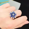 Venta al por mayor de fábrica Explosiones Anillo de Zafiro Natural de Sri Lanka Plata S925 Incrustado Piedra Principal 3*4 Venta Caliente en Europa y América