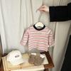 Camiseta de Manga Larga para Bebés Niños y Niñas Primavera y Otoño 2025 Nuevo Estilo Ropa Infantil Camiseta Básica a Rayas para Bebé Top Casual