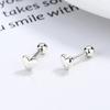 Pendientes de Hilo de Amor a Cuadros Estilo Chanel Plata de Ley 925 Simple ins Cierre de Rosca Tornillo Clavo Pequeño para Oreja Joyería para Mujer