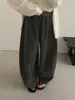 Calça de Veludo Vintage Relaxada de Perna Larga Han Xun para Mulheres Outono 2026 Cintura Elástica Emagrecimento Formato Pera Calça Longa 25824
