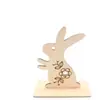 Artesanías de Madera de Pascua, Conejo de Color Natural con Base, Decoraciones de Mesa de Fiesta de Madera Pascua