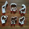 Suministro directo de fábrica, juego de 6 moldes de plástico para galletas con forma de animal, herramienta para hornear con dibujos animados de alta calidad
