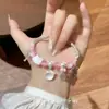 Pulsera Media Versátil de Hello Kitty Plateada para Mujer, Pulsera Dulce de Dibujos Animados, Regalo para Mejor Amiga, Venta al por Mayor de Accesorios