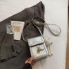 Bolsa de Ombro Simples Popular Feminina 2025 Novo Estilo Coreano Moda Costura Bolsa para Celular Estilo Ocidental Transversal Pequena Quadrada