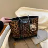 2025 Nueva Moda Casual Casual Estampado de Leopardo Empalme Gran Capacidad Bolso de Hombro Bolso de Mano Bolso Tote para Viajes al Trabajo Mujer