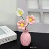 Ornamento de mesa pequeno buquê de cerâmica Jingdezhen, vaso de flores, flor artificial, presente, decoração de casa para sala de estar, produto acabado