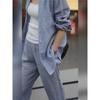 Verano 2025 Color Morandi Ropa Estilo Old Money Holgada Cubre Carne Camisa Protector Solar Pantalones de Pierna Ancha Traje de Dos Piezas para Mujer