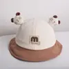 Chapéu de Bebê Primavera e Outono Fofo Fofo Chapéu de Pescador para Bebê Aba Macia Proteção Solar Outono e Inverno Estilo Estrangeiro Chapéu de Bacia para Bebê