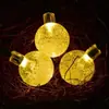 Cadena de Luces de Bola de Burbujas Solares LED Cadena de Luces de Bola de Cristal Impermeable para Patio Exterior Luces Festivas Navideñas para Césped