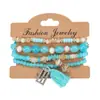 Pulseiras Bohemianas em Múltiplas Camadas, Quatro Pacotes, Pulseiras Coloridas com Pingente de Cristal e Franja, Joias de Moda Transfronteiriças Atacado
