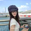 Nuevo Sombrero Octogonal de Moda Versátil Estilo Británico a Cuadros para Mujer Primavera y Verano, Sombrero de Boina Versátil que Adelgaza el Rostro, Sombrero de Sol con Protección Solar