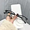 Óculos femininos meia armação óculos de miopia armação masculino e feminino ultraleve metal transparente cinza ajustável azul óculos à prova de luz