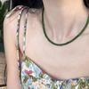 ¡Artefacto blanco! Collar de cuentas chinas de plata esterlina S925 con jaspe y calcedonia verde, cadena de clavícula con refuerzo