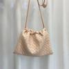 Bolso de piel auténtica para mujer de Niche Design 2024, bandolera de hombro con cordón tejido.