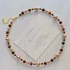 Collar Natural Fino de Piedra Ojo de Tigre Perla Shijia Cadena para Clavícula Collar Maillard para Mujer Otoño e Invierno