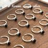 Estilo coreano Ins Style Blogger S925 Sterling Silver Simples High-end Anel de Ágata Preta para Mulheres
